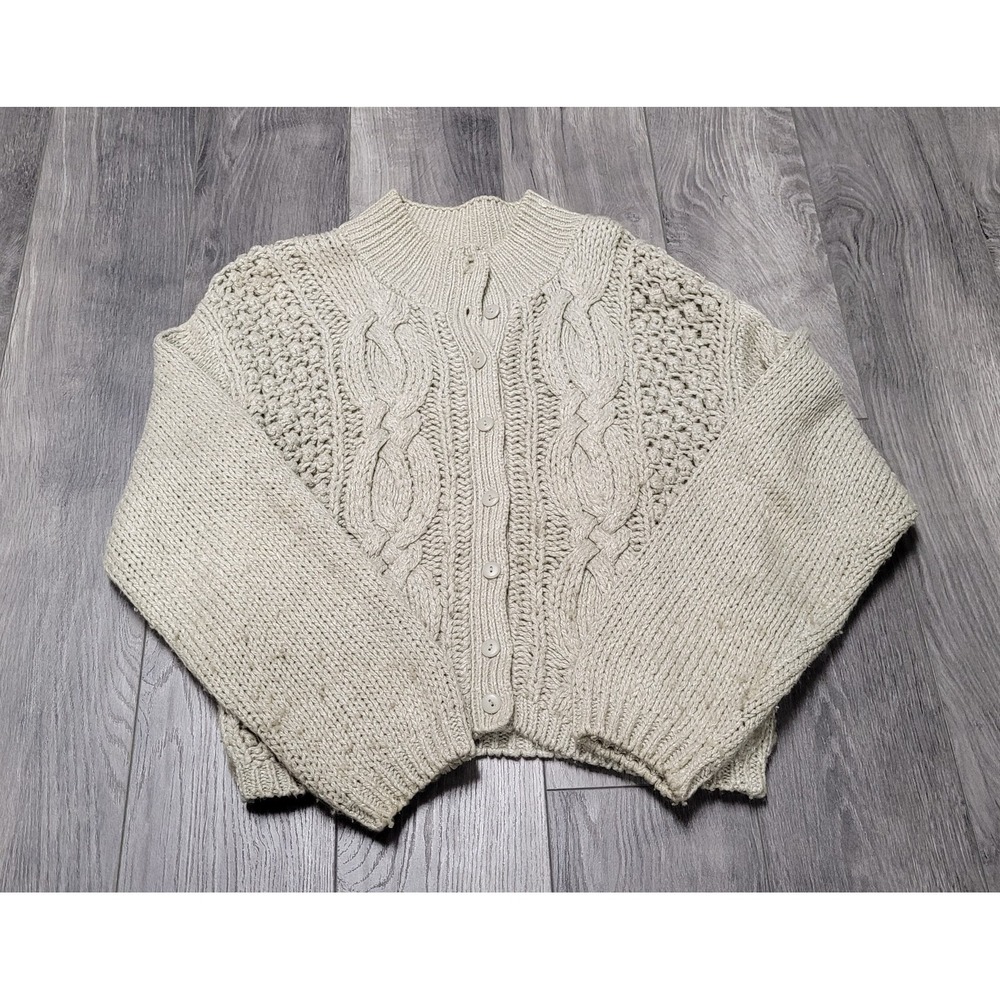 Women's Jamie Scott Knitted by Hand Long Sleeve Sweater Size M Cream/Beige